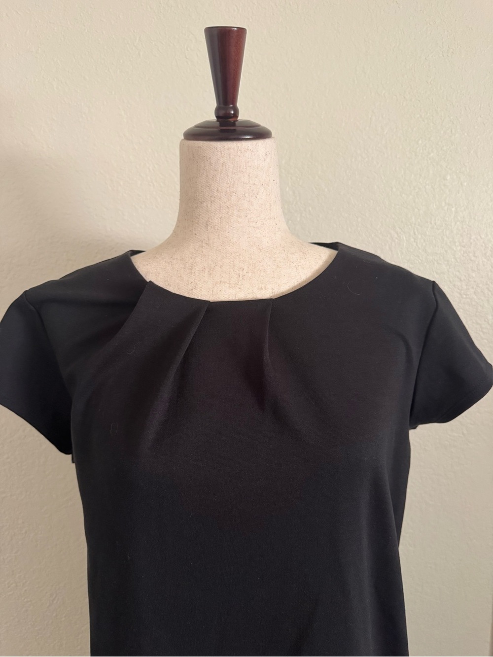 Lands’ End Black Pleated Neck Shift Dress